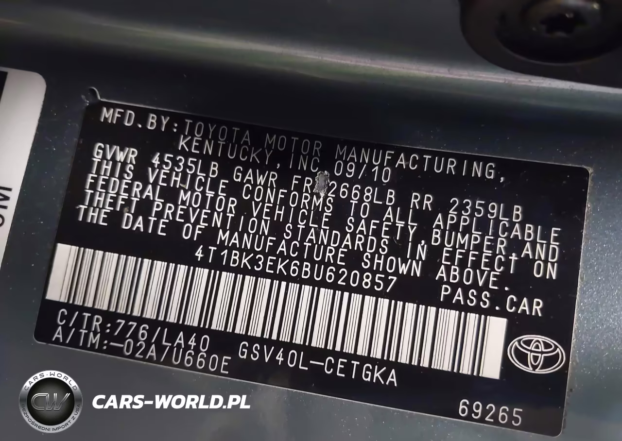 2011 Toyota Camry Xle V6 VIN:4T1BK3EK6BU620857 - 9