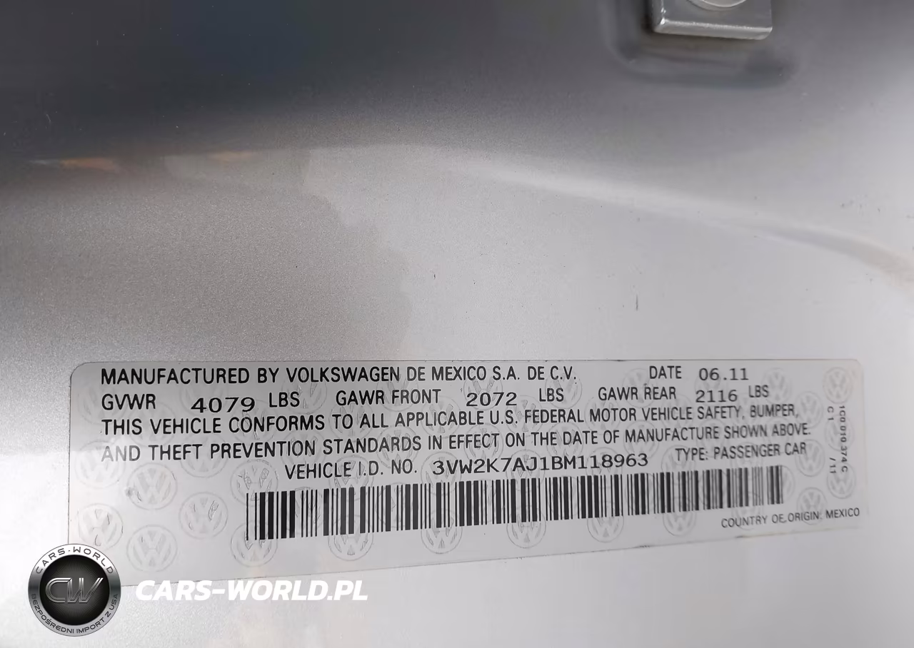 2011 Volkswagen Jetta 2.0L S VIN:3VW2K7AJ1BM118963 - 9