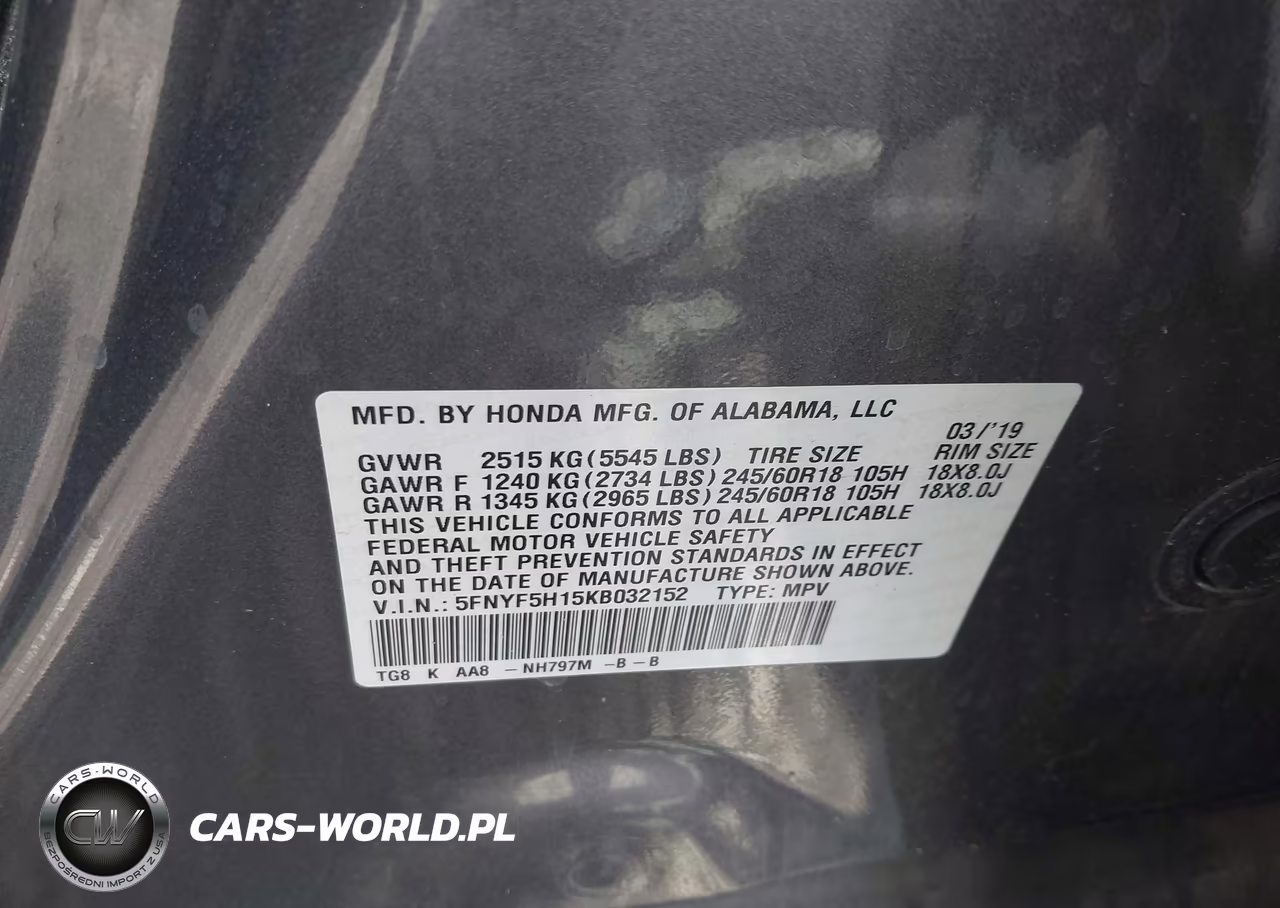 2019 Honda Pilot Lx VIN:5FNYF5H15KB032152 - 9