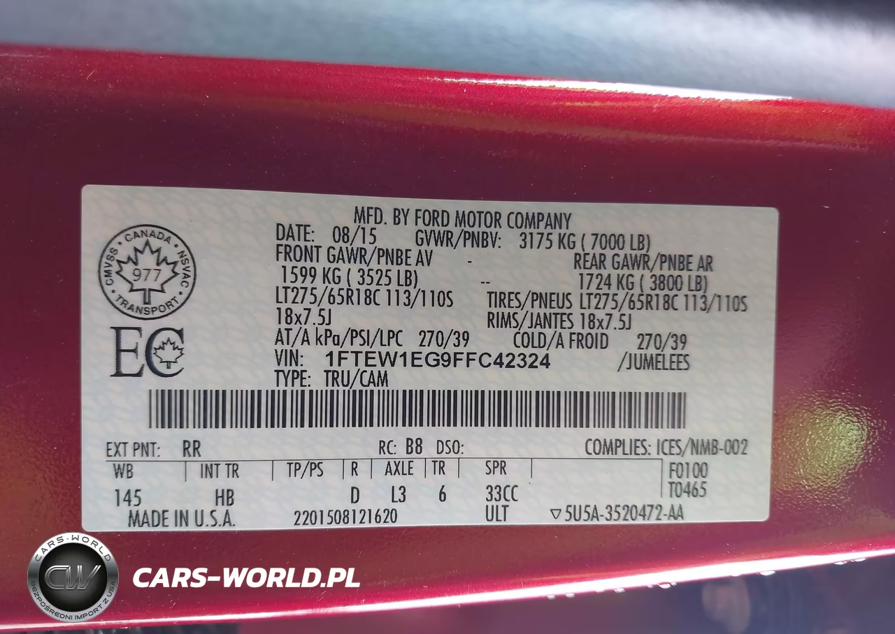 2015 Ford F-150 Lariat VIN:1FTEW1EG9FFC42324 - 9