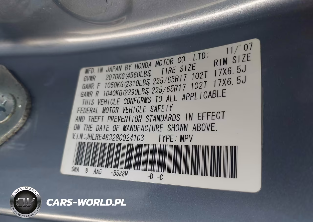 2008 Honda Cr-V Lx VIN:JHLRE48328C024103 - 9