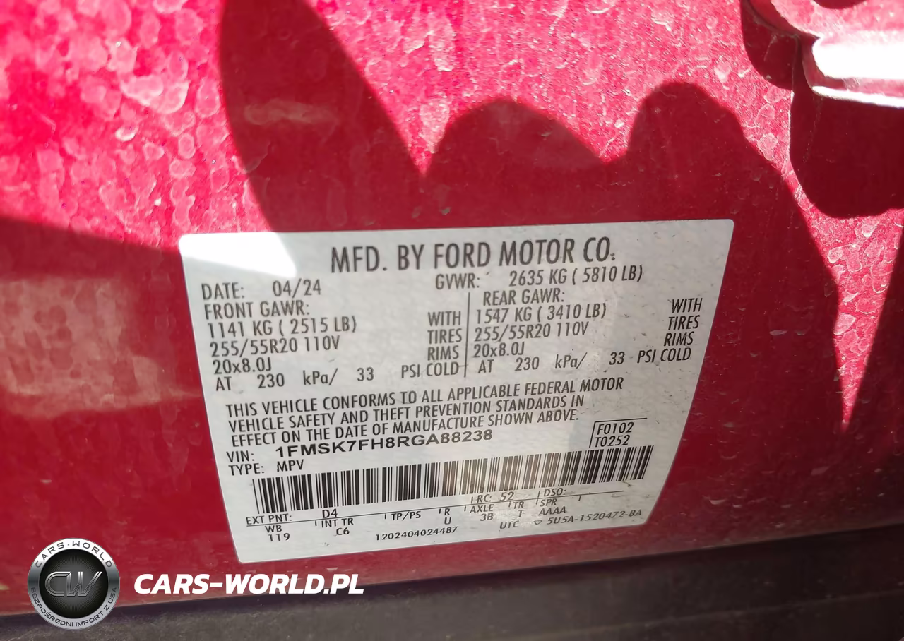 2024 Ford Explorer Limited VIN:1FMSK7FH8RGA88238 - 9