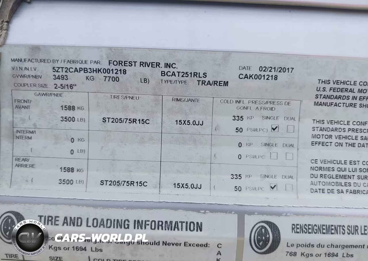 2017 Forest River Catalina VIN:5ZT2CAPB3HK001218 - 9