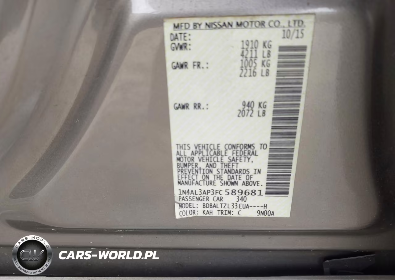 2015 Nissan Altima 2.5 Sl VIN:1N4AL3AP3FC589681 - 9