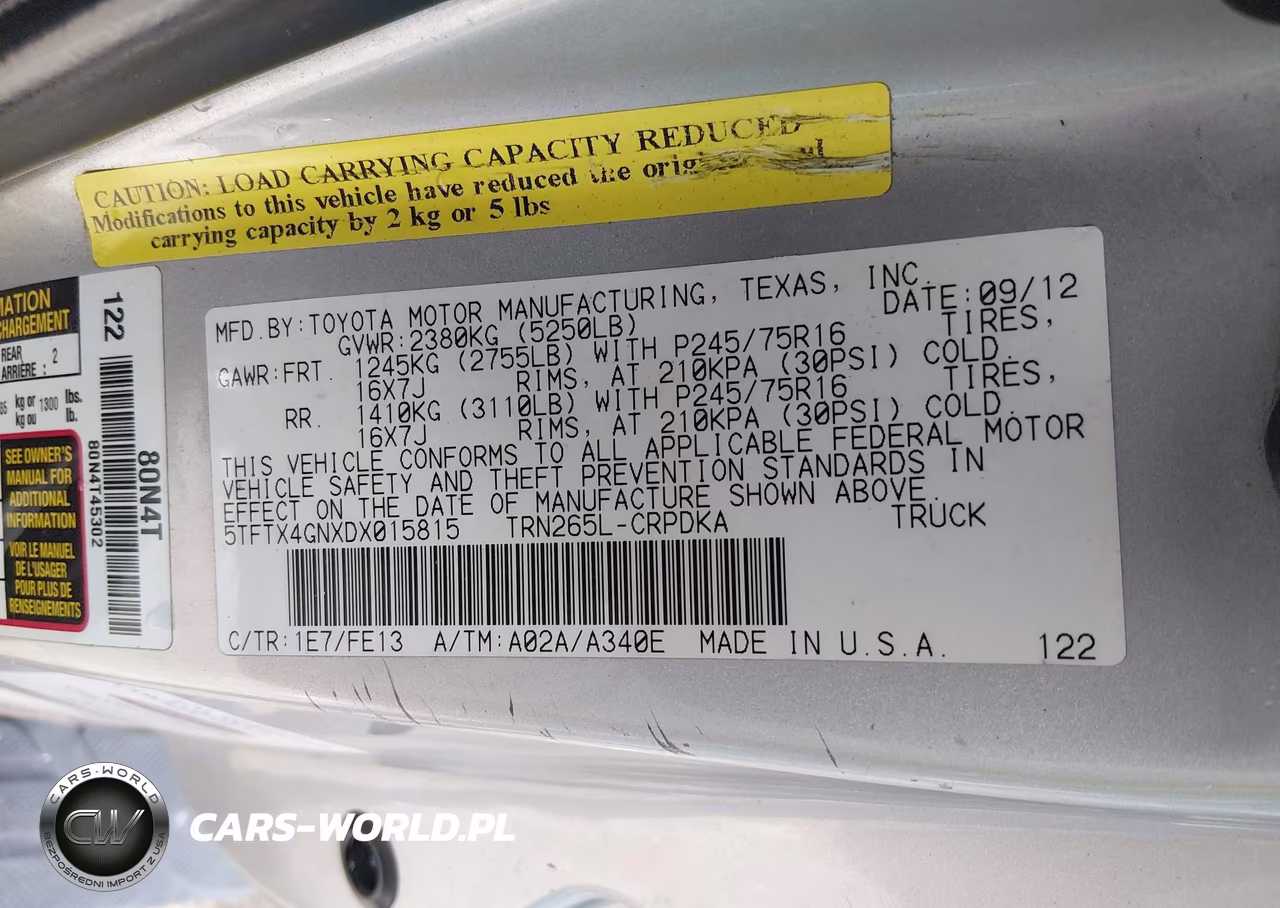 2013 Toyota Tacoma Prerunner VIN:5TFTX4GNXDX015815 - 9