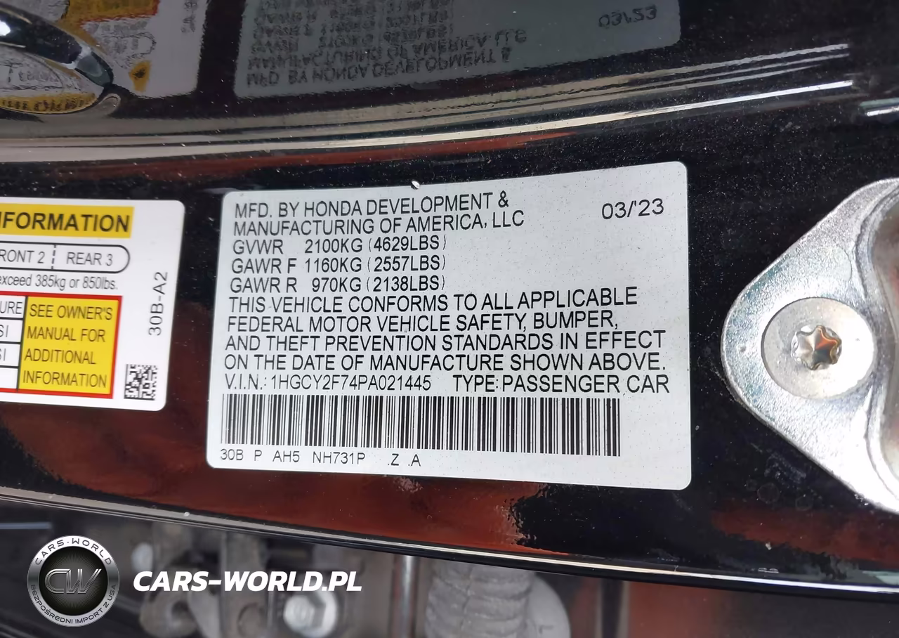 2023 Honda Accord Hybrid Sport-L VIN:1HGCY2F74PA021445 - 9