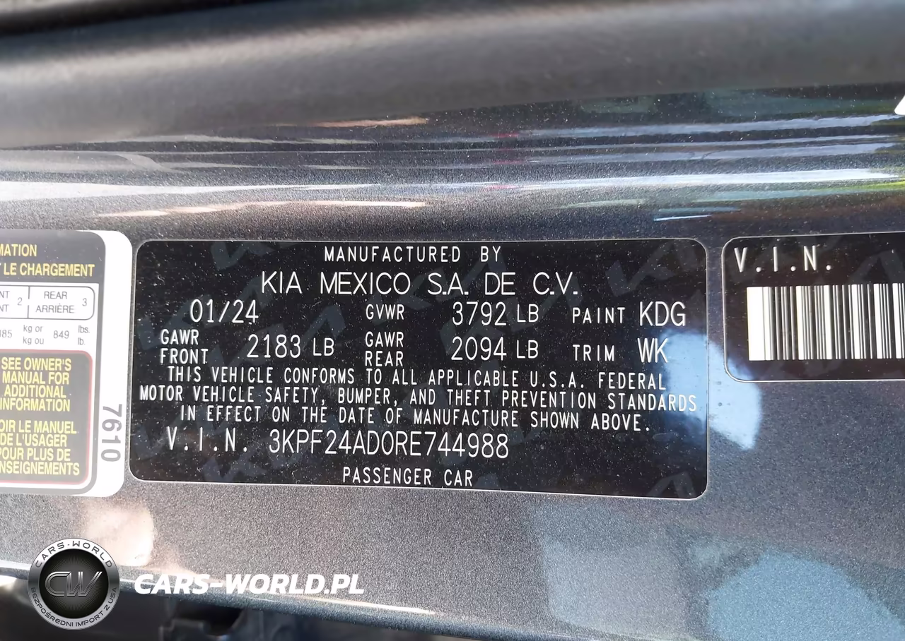 2024 Kia Forte Lxs VIN:3KPF24AD0RE744988 - 9
