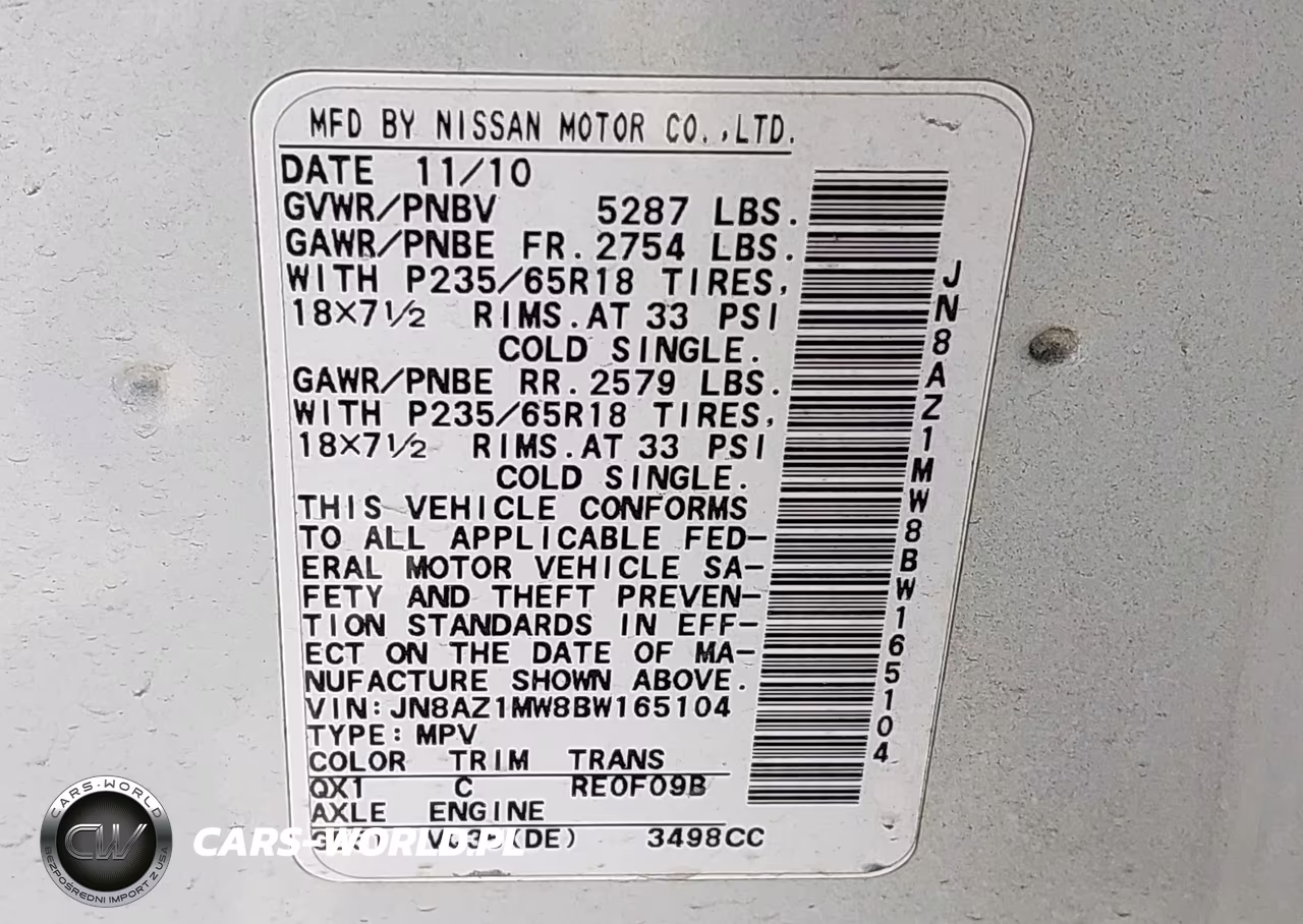 2011 Nissan Murano S VIN:JN8AZ1MW8BW165104 - 9