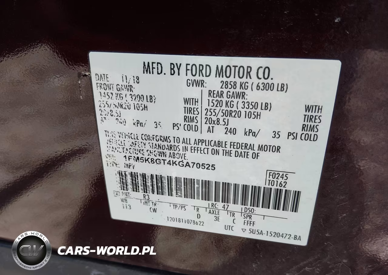 2019 Ford Explorer Sport VIN:1FM5K8GT4KGA70525 - 9