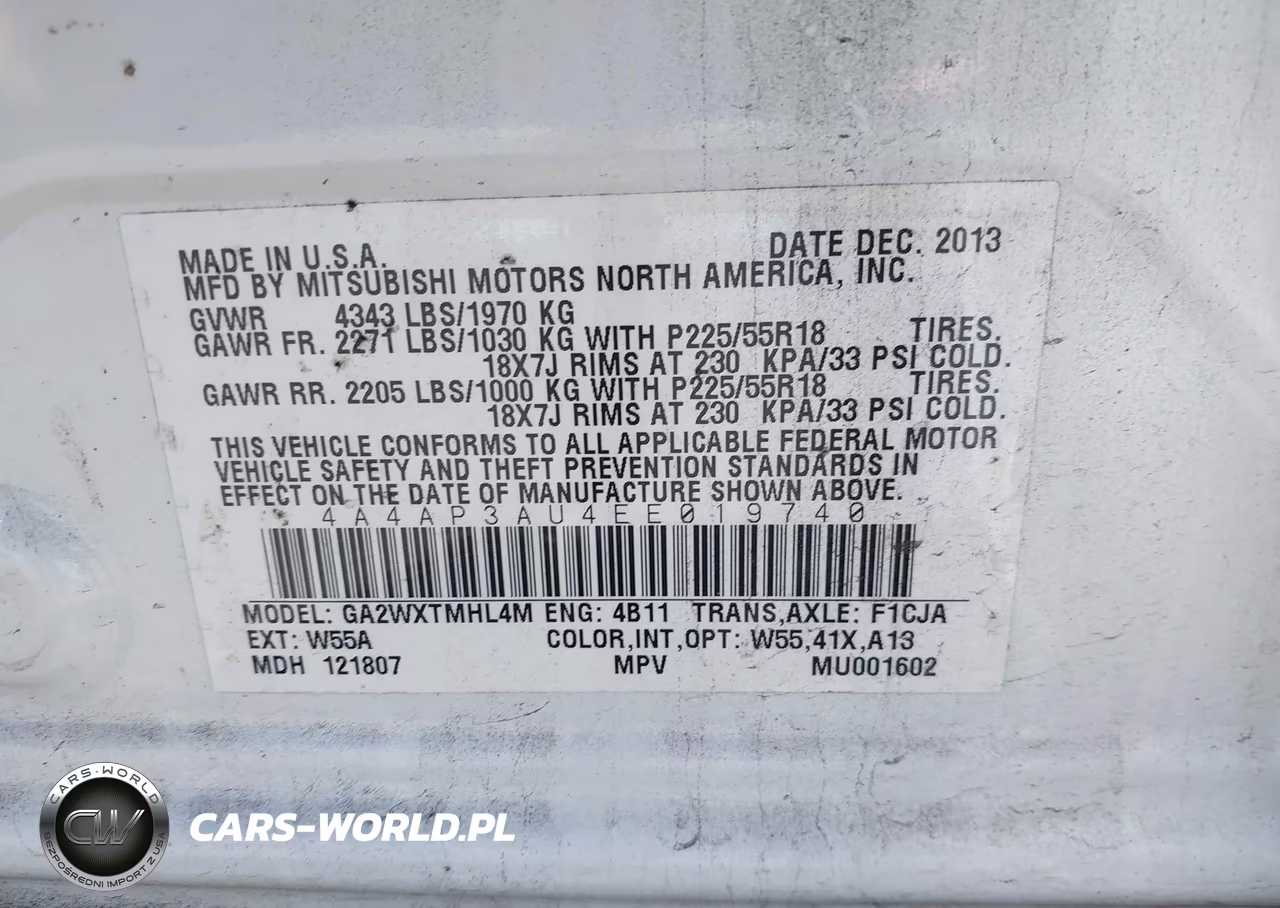 2014 Mitsubishi Outlander Sport Es VIN:4A4AP3AU4EE019740 - 9