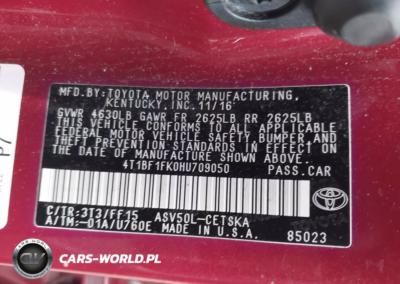 2017 Toyota Camry Se VIN:4T1BF1FK0HU709050 - 9