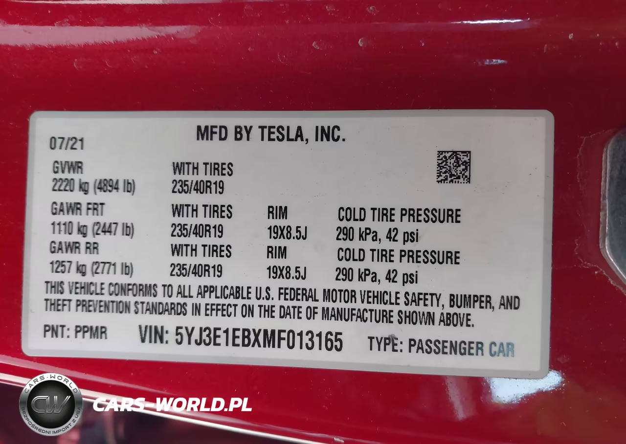 2021 Tesla Model 3 Long Range Dual Motor All-Wheel Drive VIN:5YJ3E1EBXMF013165 - 9