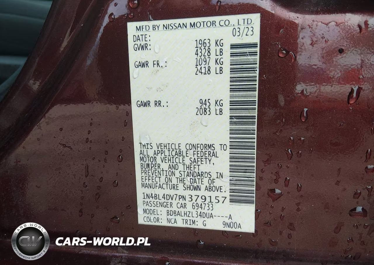 2023 Nissan Altima Sv Fwd VIN:1N4BL4DV7PN379157 - 9