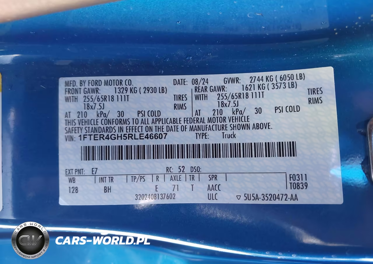 2024 Ford Ranger Xlt VIN:1FTER4GH5RLE46607 - 9