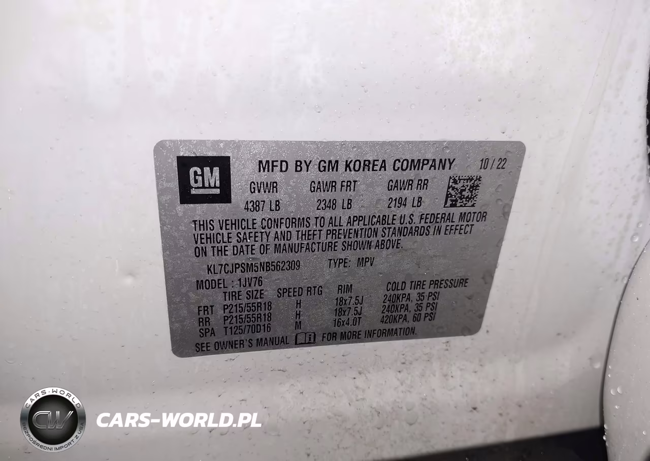 2022 Chevrolet Trax Awd Lt VIN:KL7CJPSM5NB562309 - 9