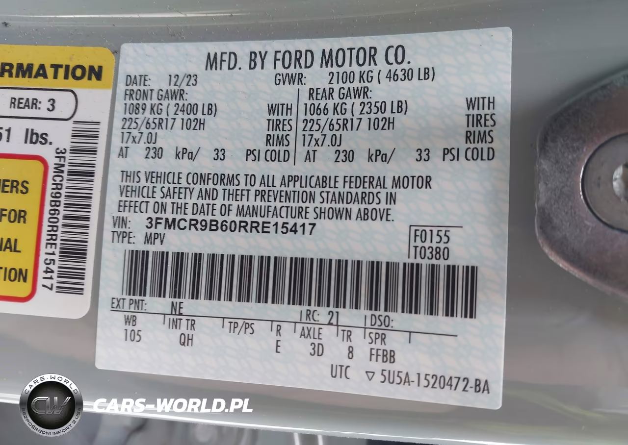 2024 Ford Bronco Sport Big Bend VIN:3FMCR9B60RRE15417 - 9