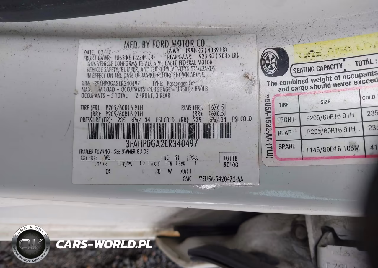 2012 Ford Fusion S VIN:3FAHP0GA2CR340497 - 9