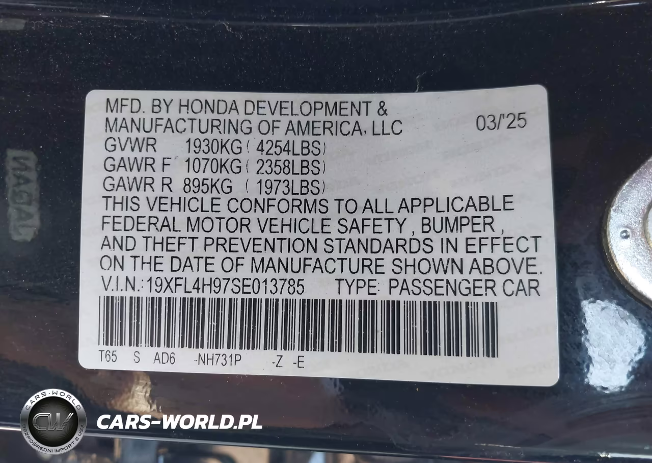 2025 Honda Civic Hybrid Sport Touring VIN:19XFL4H97SE013785 - 9