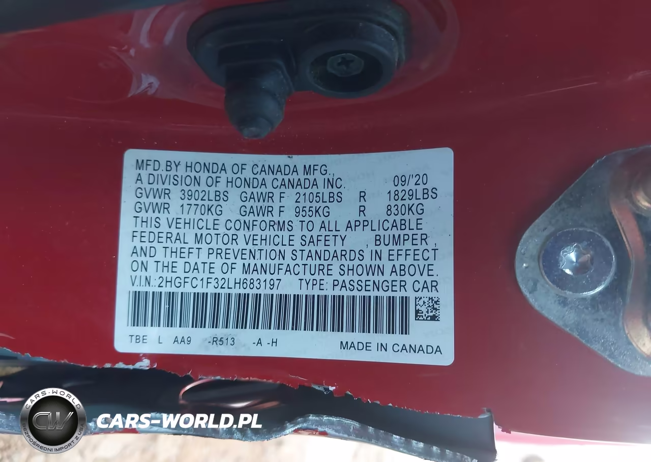 2020 Honda Civic Ex VIN:2HGFC1F32LH683197 - 9