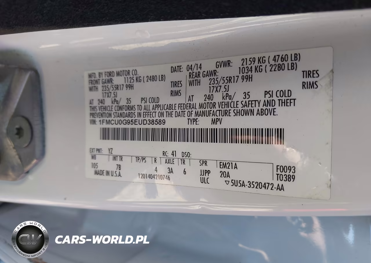 2014 Ford Escape Se VIN:1FMCU0G95EUD38589 - 9