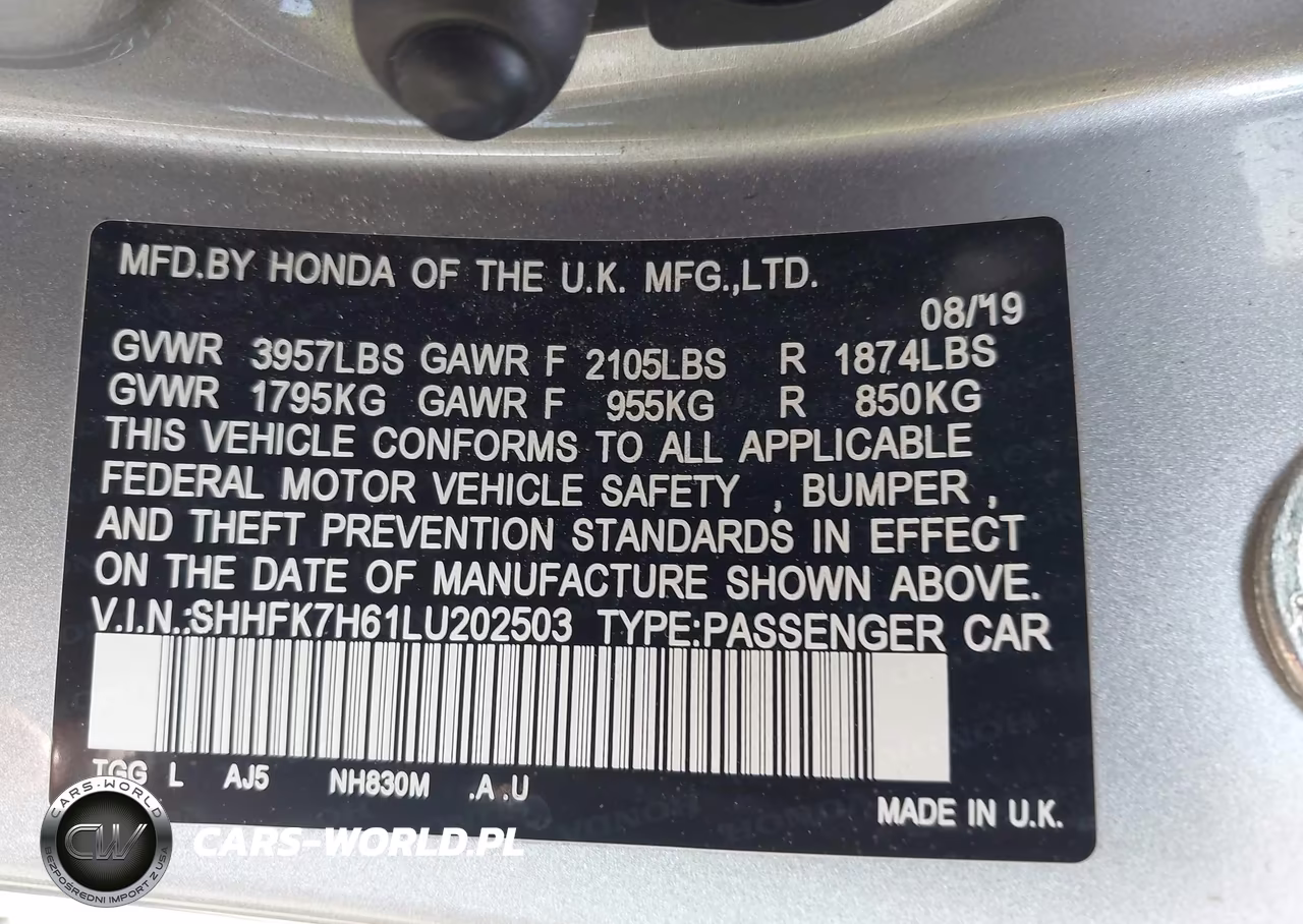 2020 Honda Civic Ex VIN:SHHFK7H61LU202503 - 9