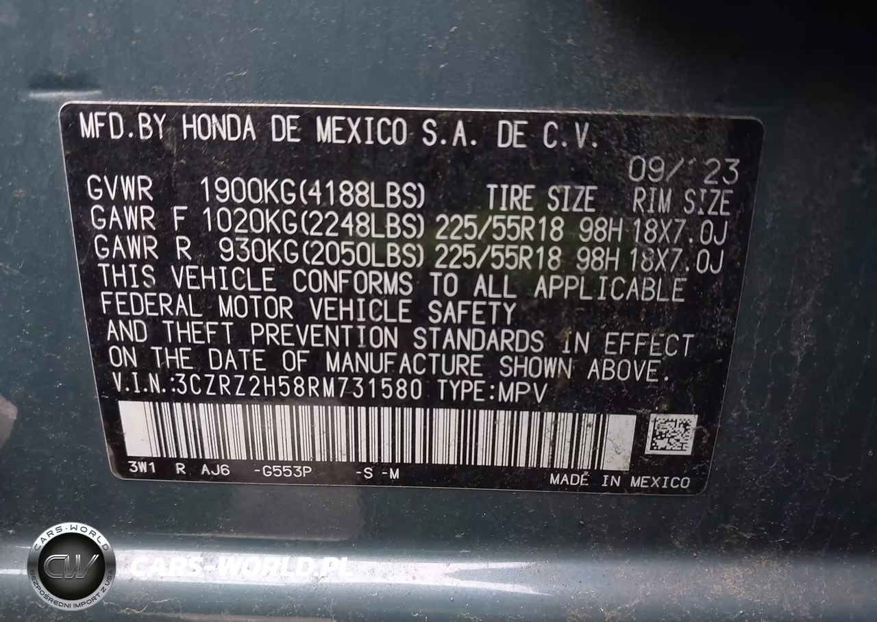 2024 Honda Hr-V Awd Sport-Awd Sport W-O Bsi VIN:3CZRZ2H58RM731580 - 9