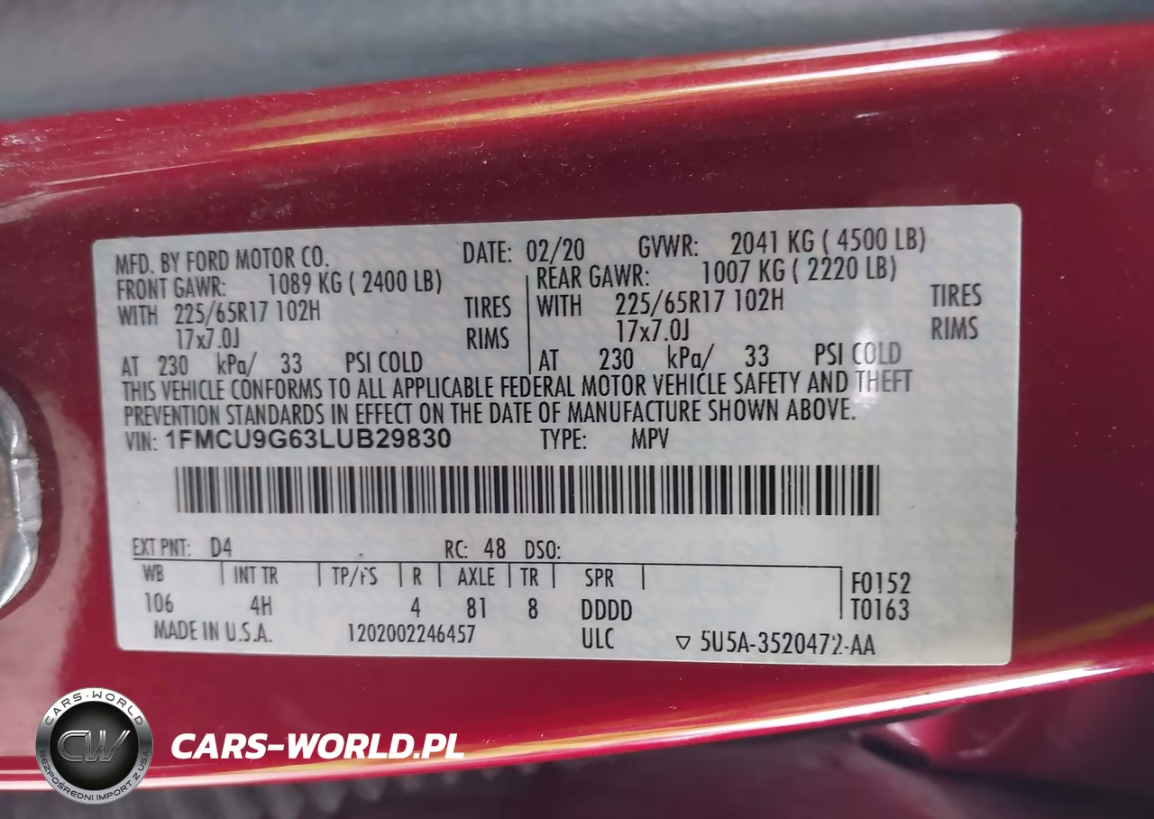 2020 Ford Escape Se VIN:1FMCU9G63LUB29830 - 9