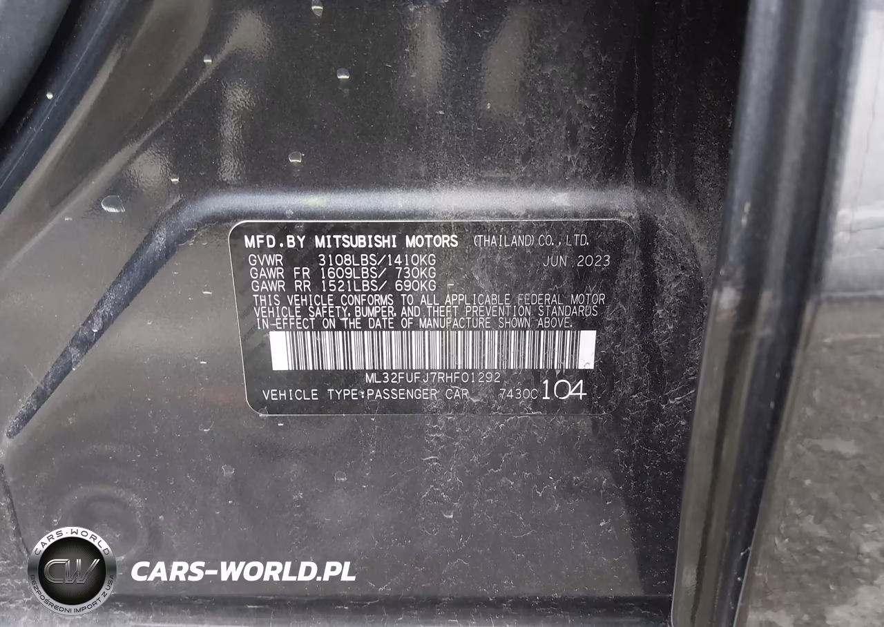 2024 Mitsubishi Mirage G4 Le VIN:ML32FUFJ7RHF01292 - 9