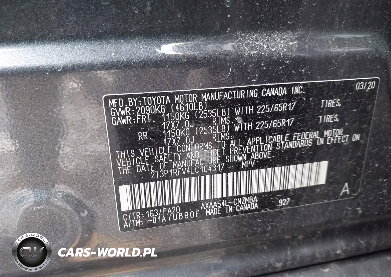 2020 Toyota Rav4 Xle VIN:2T3P1RFV4LC104317 - 9