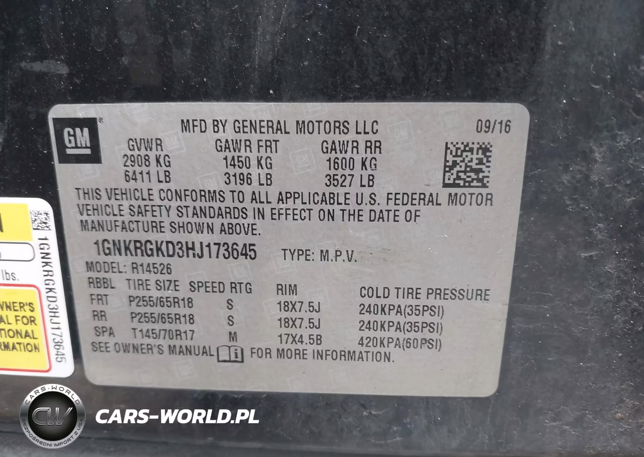 2017 Chevrolet Traverse 1Lt VIN:1GNKRGKD3HJ173645 - 9
