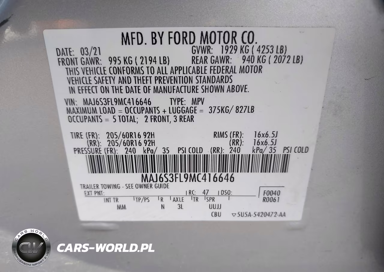 2021 Ford Ecosport S VIN:MAJ6S3FL9MC416646 - 9