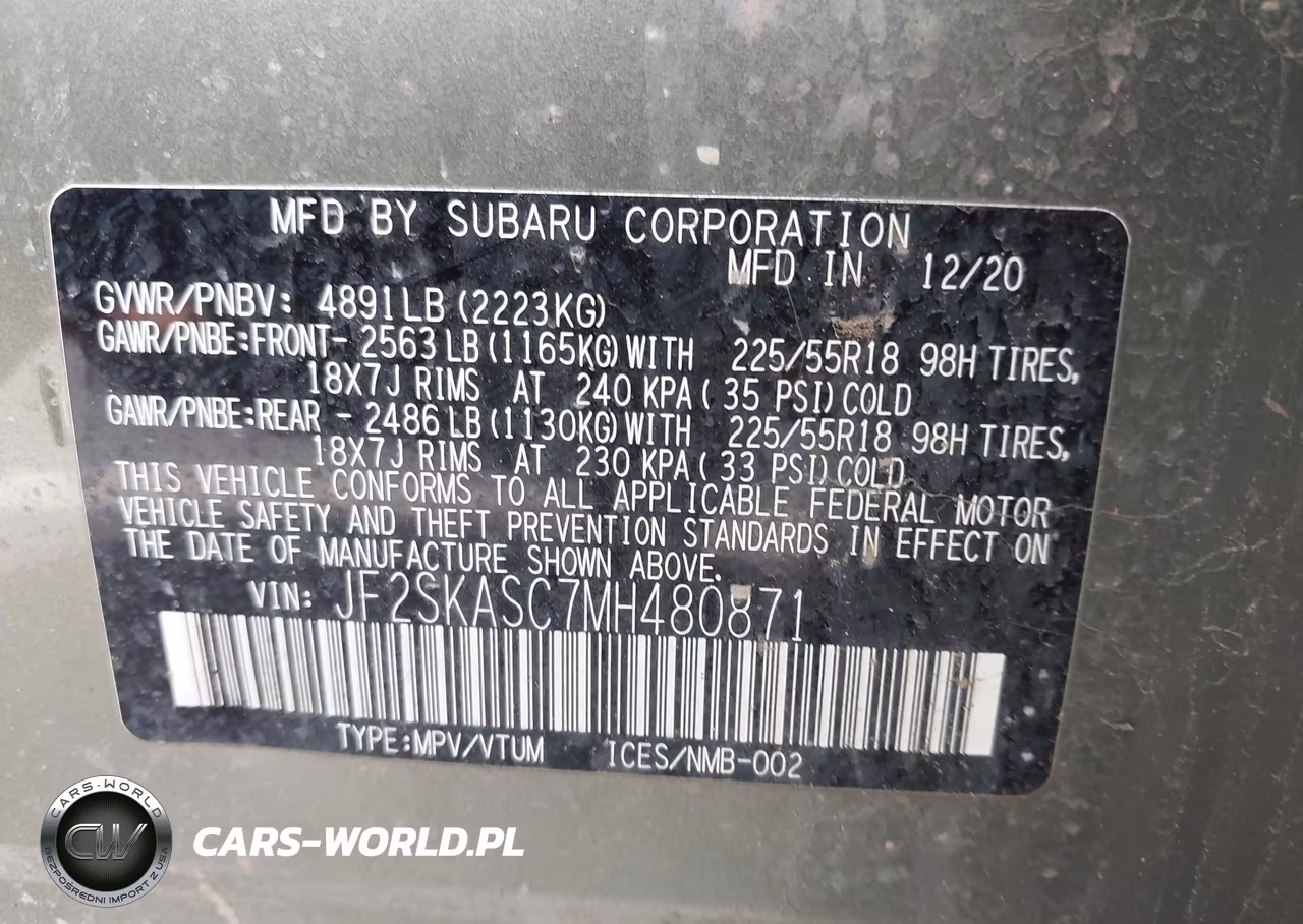 2021 Subaru Forester Limited VIN:JF2SKASC7MH480871 - 9