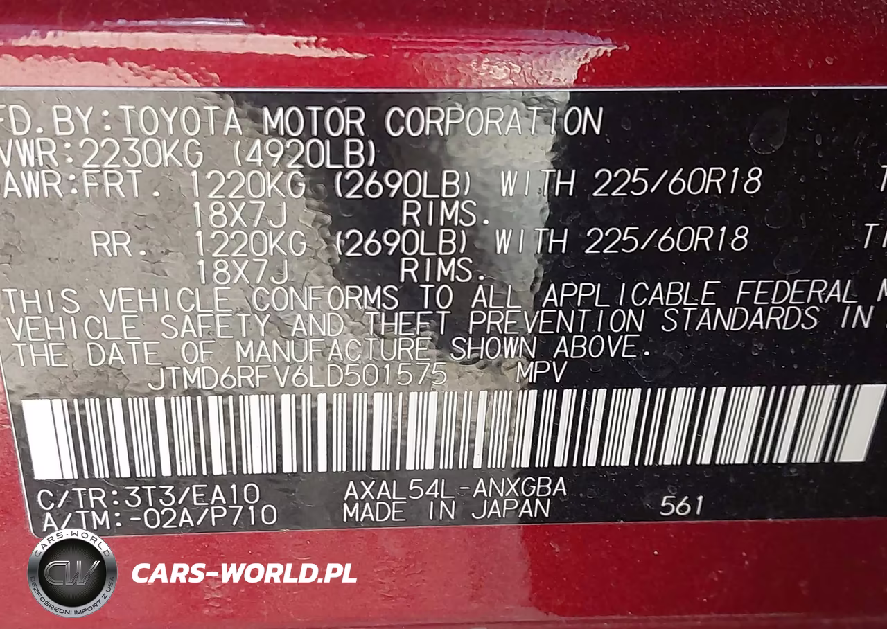 2020 Toyota Rav4 Hybrid Limited VIN:JTMD6RFV6LD501575 - 9