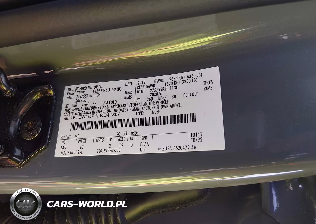 2020 Ford F-150 Xl VIN:1FTEW1CP1LKD41807 - 9