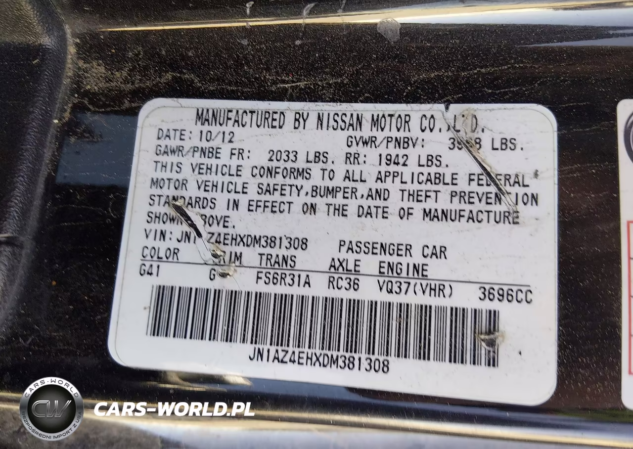 2013 Nissan 370Z VIN:JN1AZ4EHXDM381308 - 9