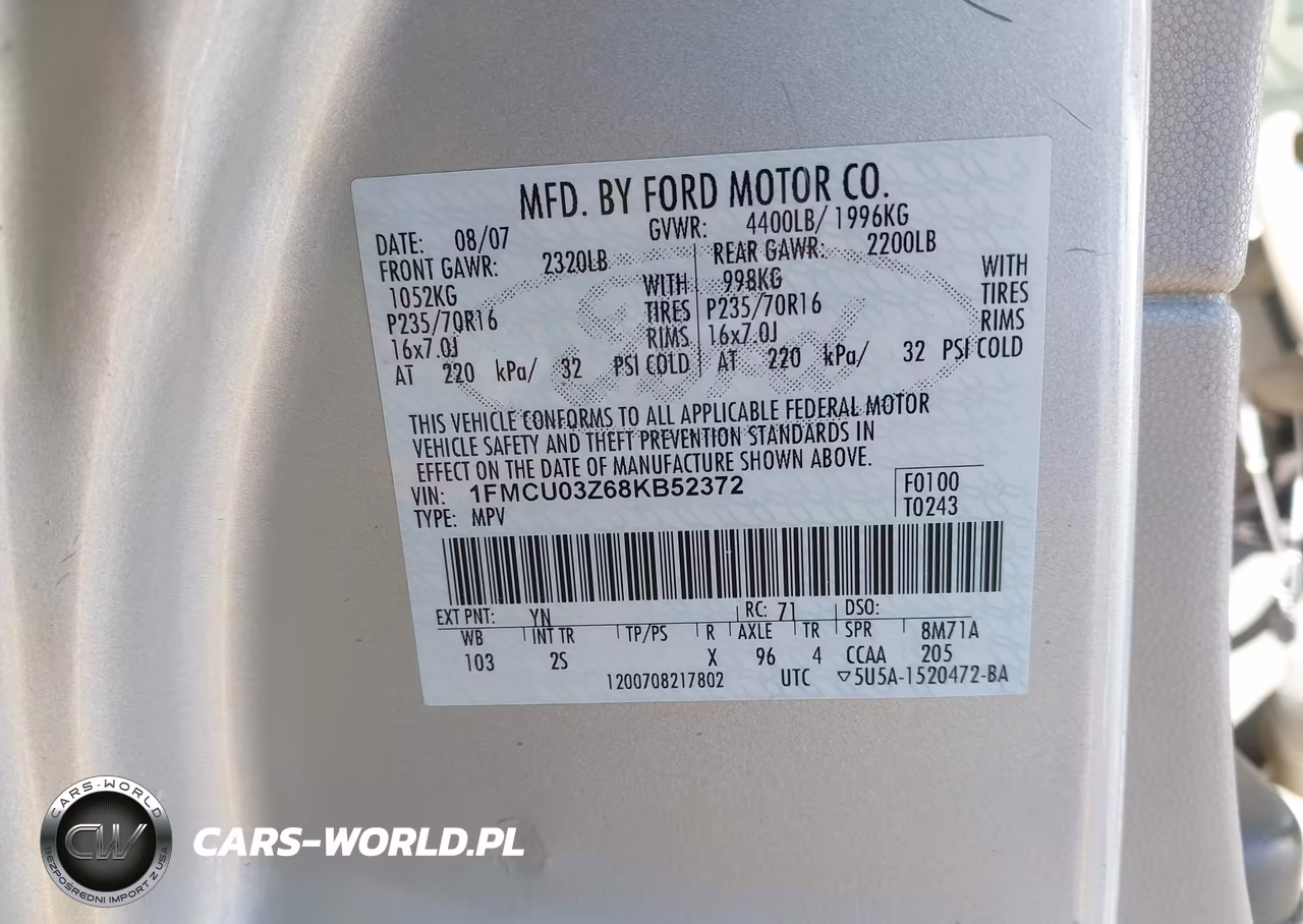 2008 Ford Escape Xlt VIN:1FMCU03Z68KB52372 - 9