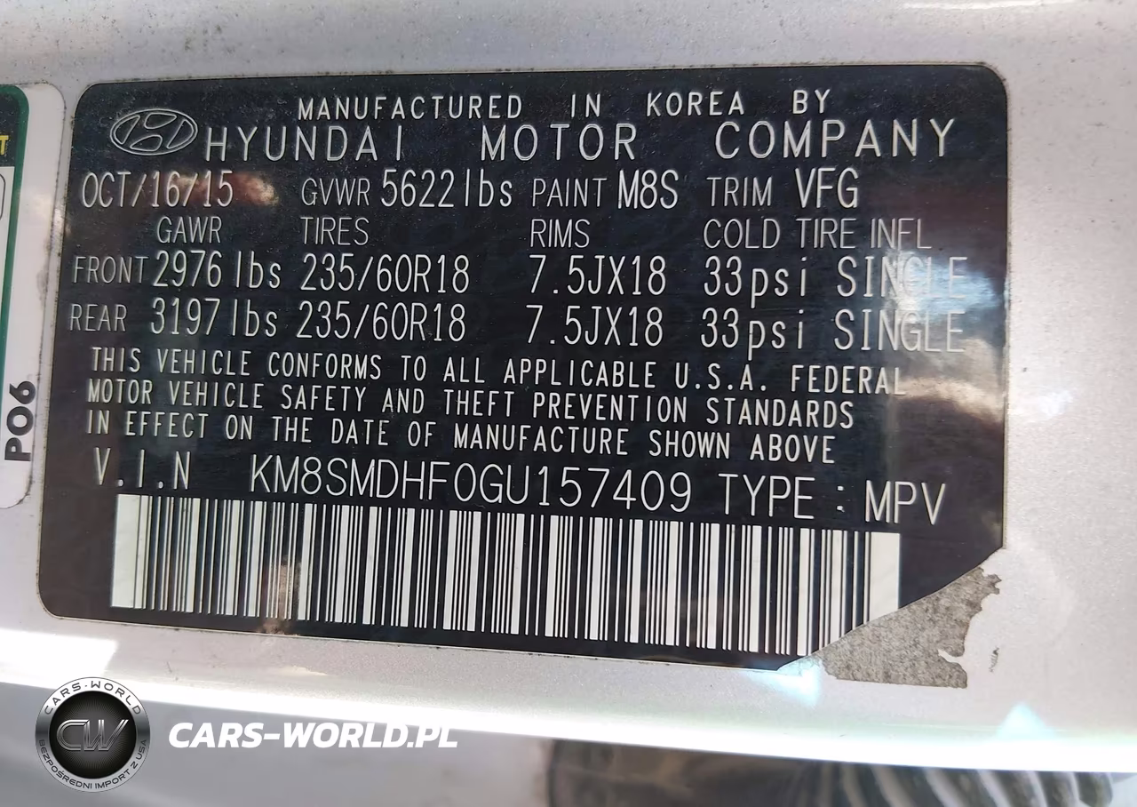 2016 Hyundai Santa Fe Se VIN:KM8SMDHF0GU157409 - 9