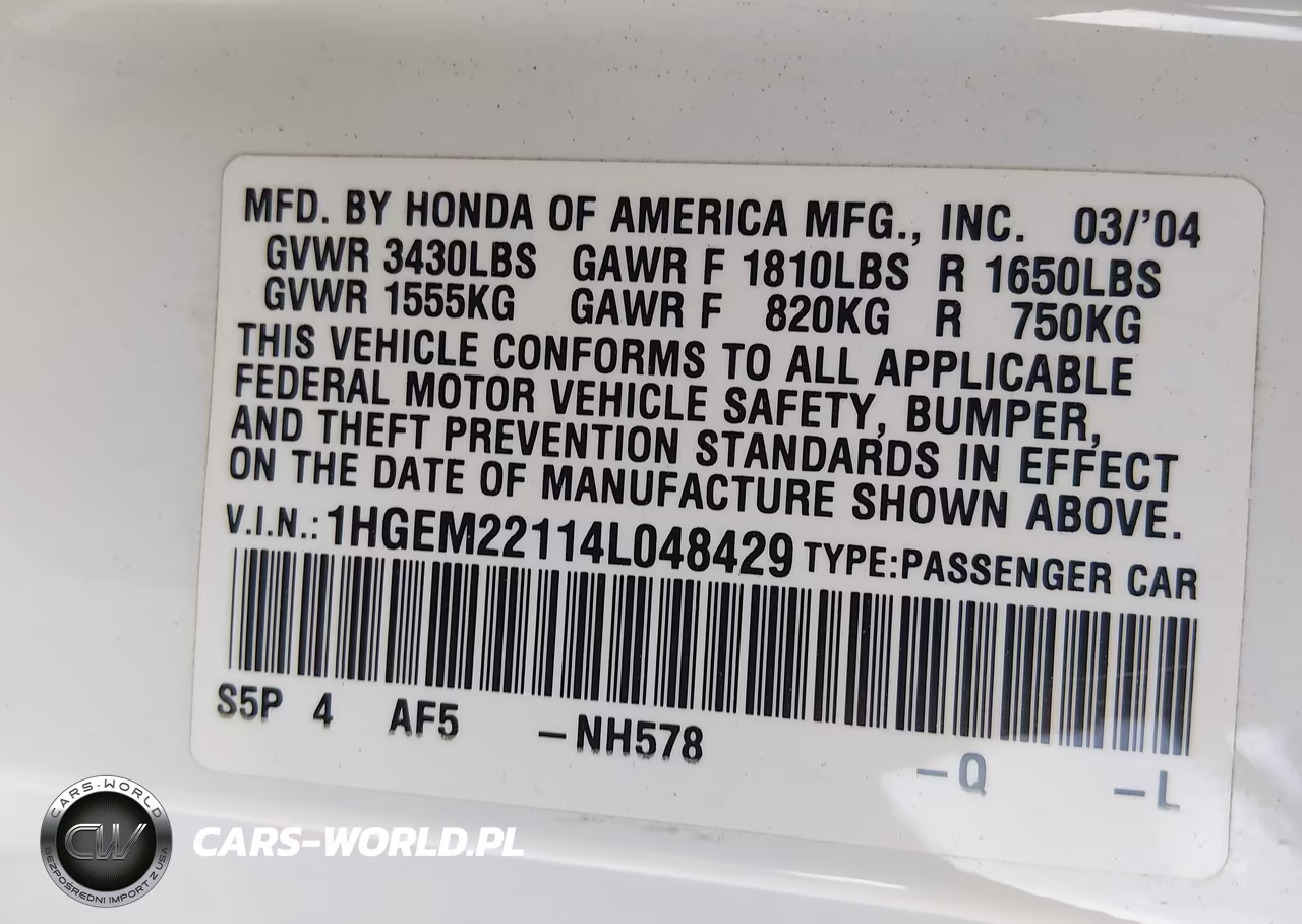 2004 Honda Civic Vp VIN:1HGEM22114L048429 - 9