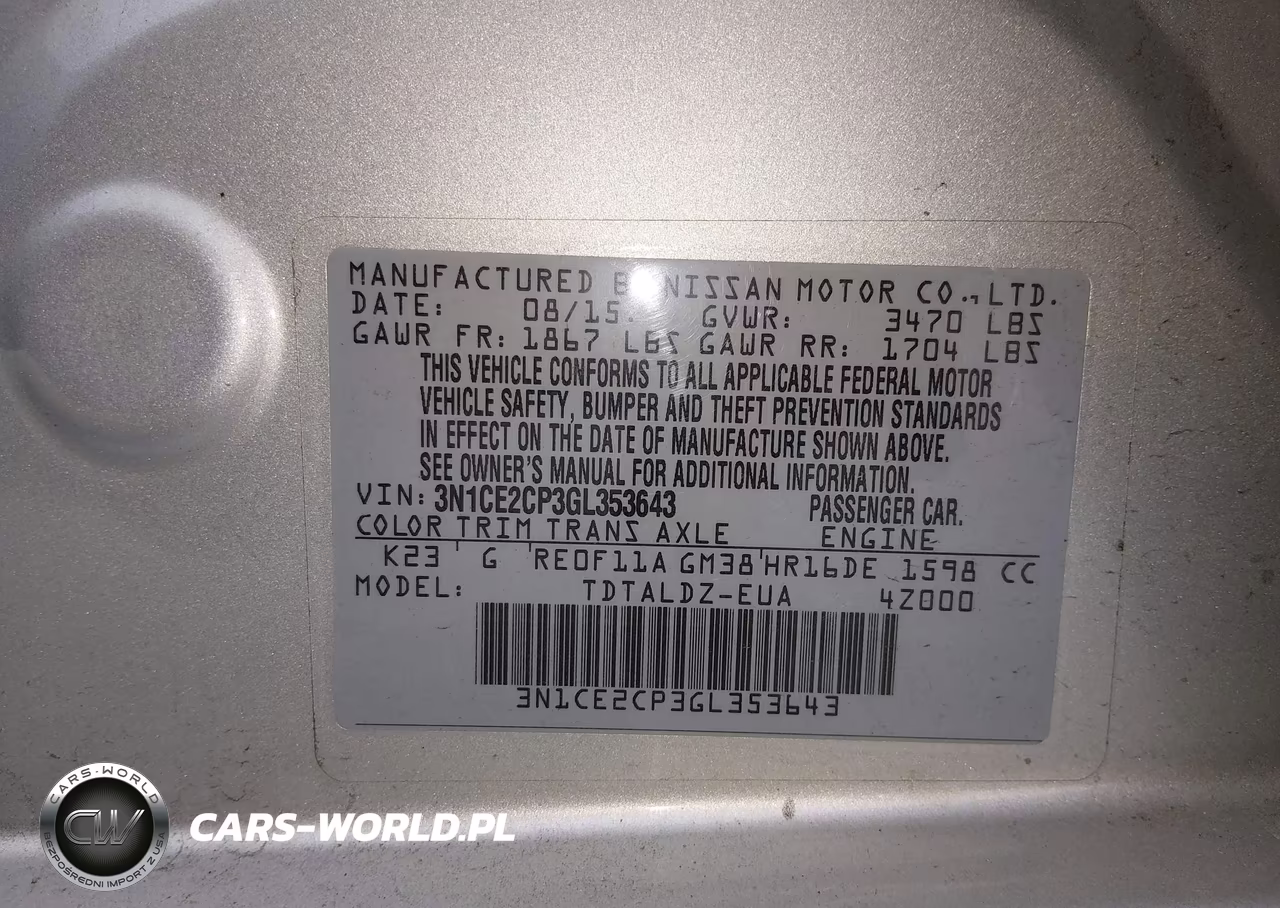 2016 Nissan Versa Note S (Sr)-S Plus-Sl-Sr-Sv VIN:3N1CE2CP3GL353643 - 9