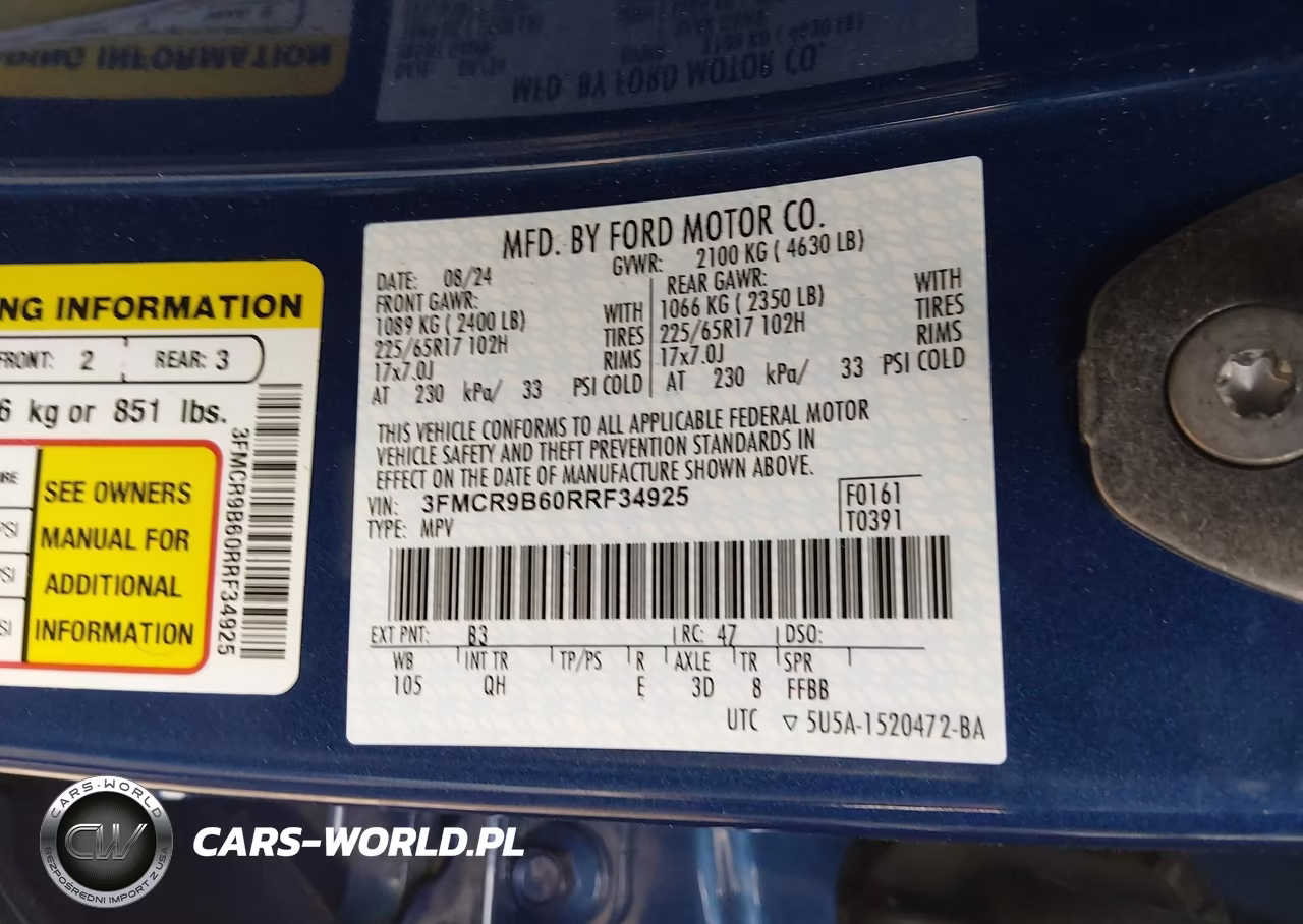 2024 Ford Bronco Sport Big Bend VIN:3FMCR9B60RRF34925 - 9