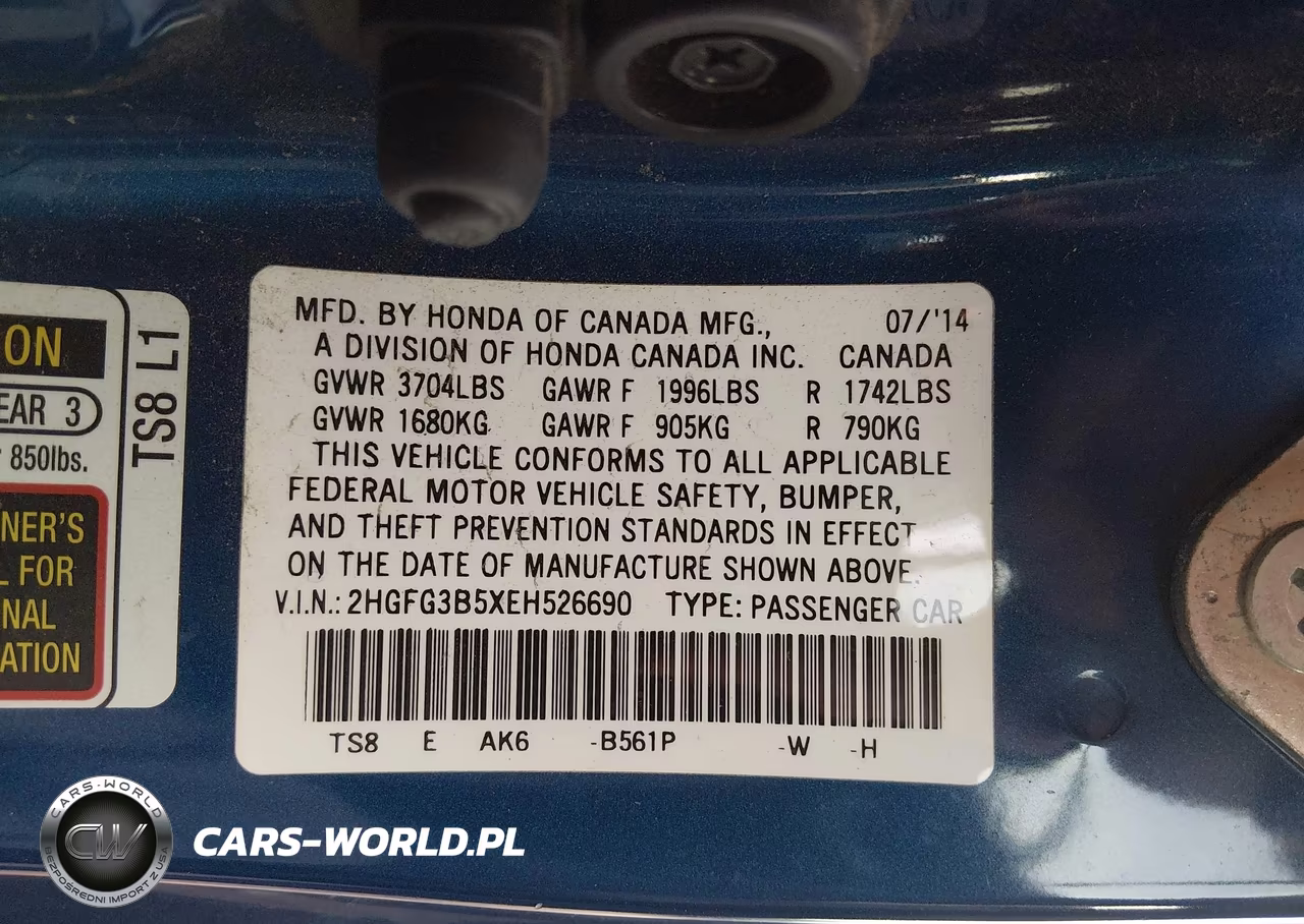 2014 Honda Civic Lx VIN:2HGFG3B5XEH526690 - 9