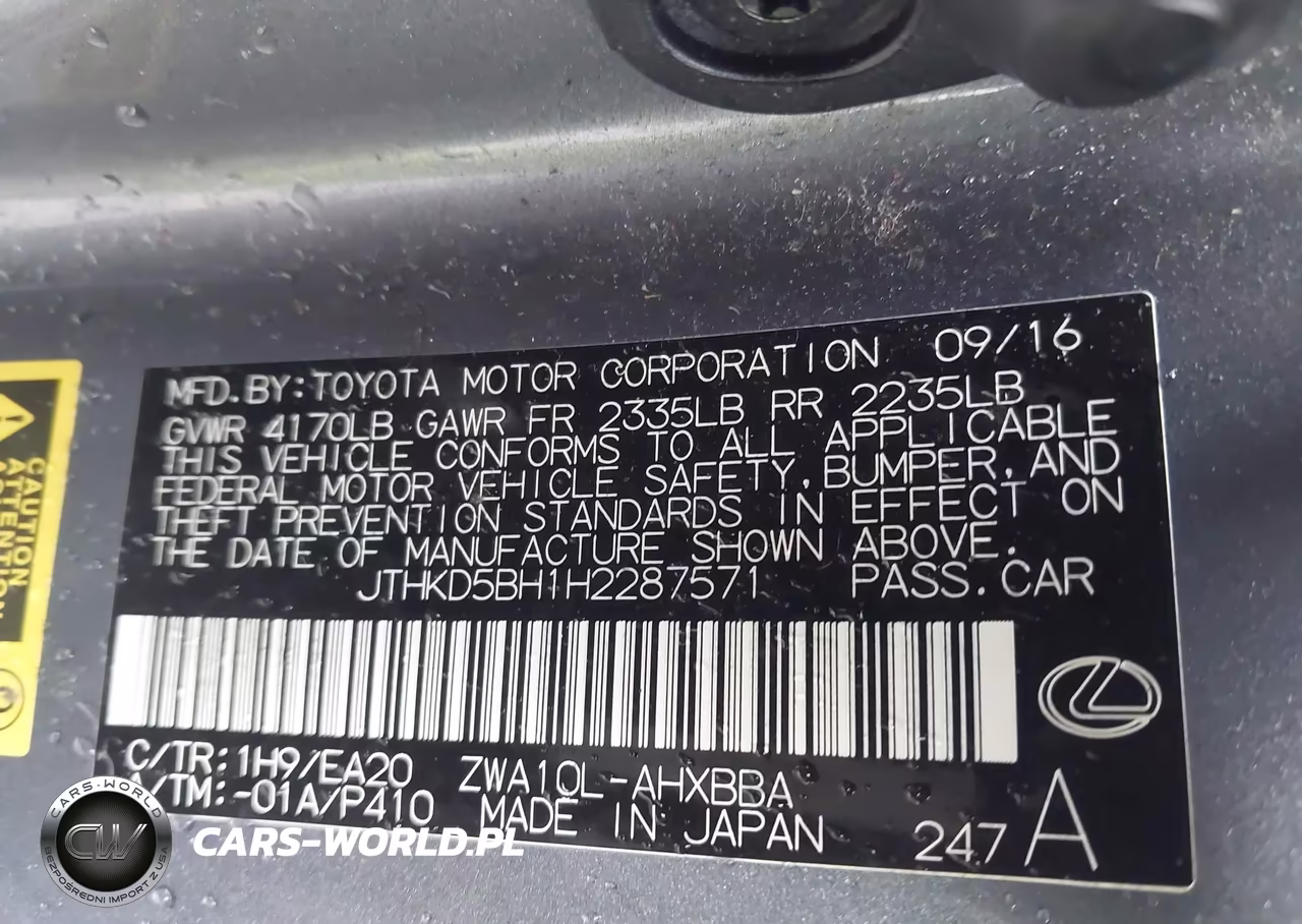 2017 Lexus Ct Ct 200H F Sport VIN:JTHKD5BH1H2287571 - 9