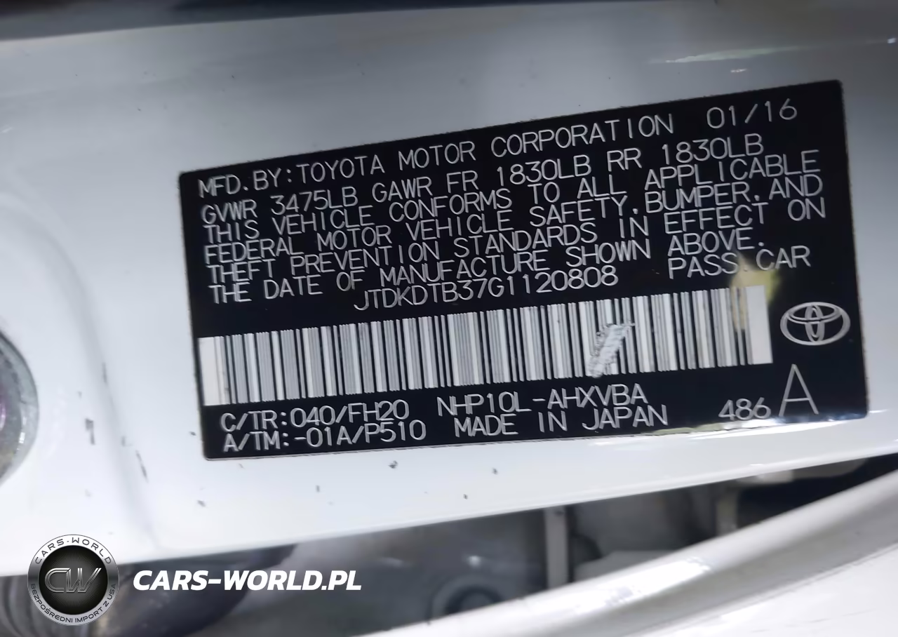 2016 Toyota Prius C One VIN:JTDKDTB37G1120808 - 9