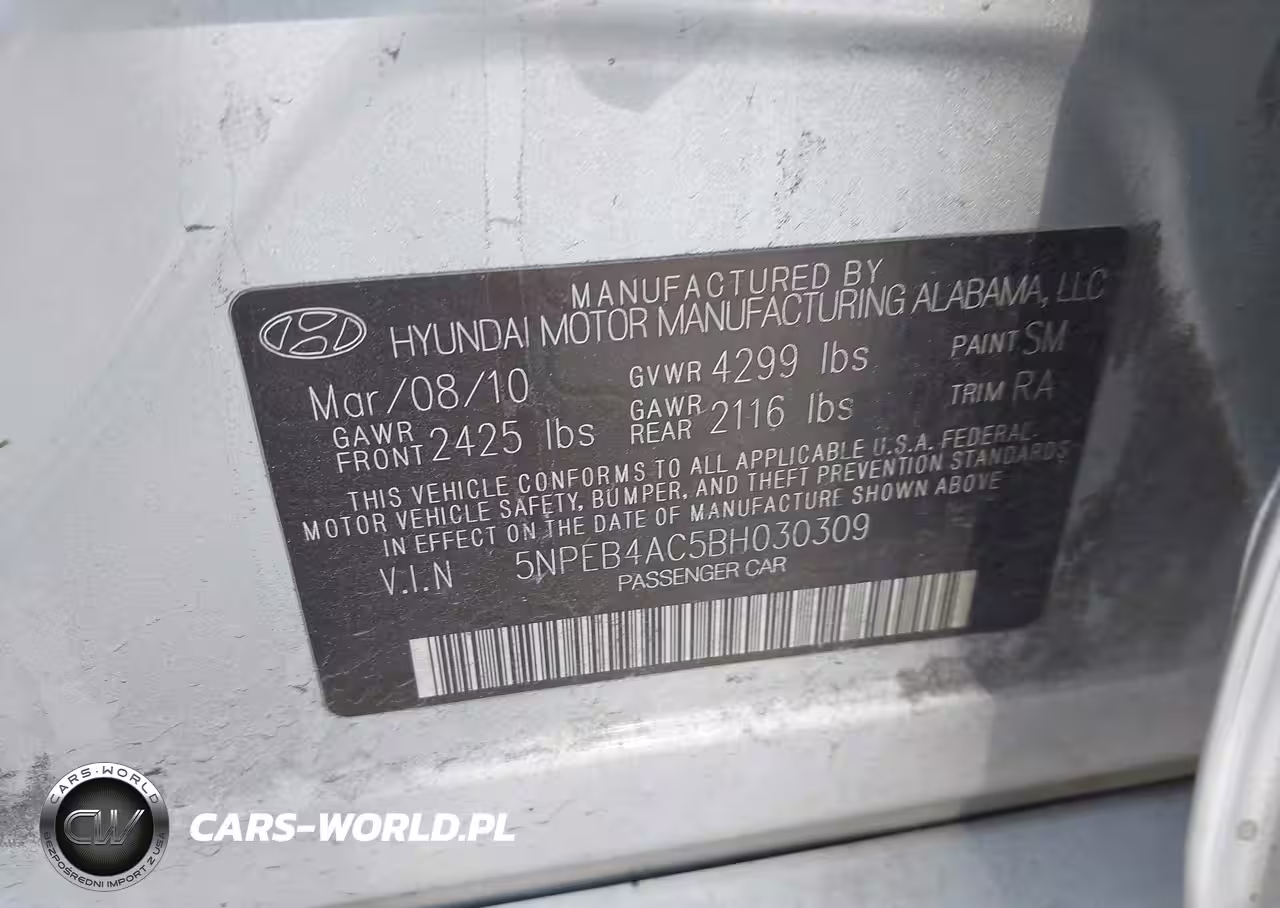 2011 Hyundai Sonata Gls VIN:5NPEB4AC5BH030309 - 9