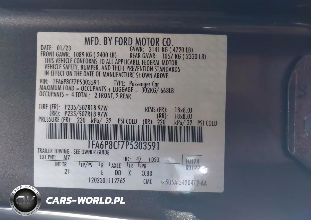 2023 Ford Mustang Gt Fastback VIN:1FA6P8CF7P5303591 - 9