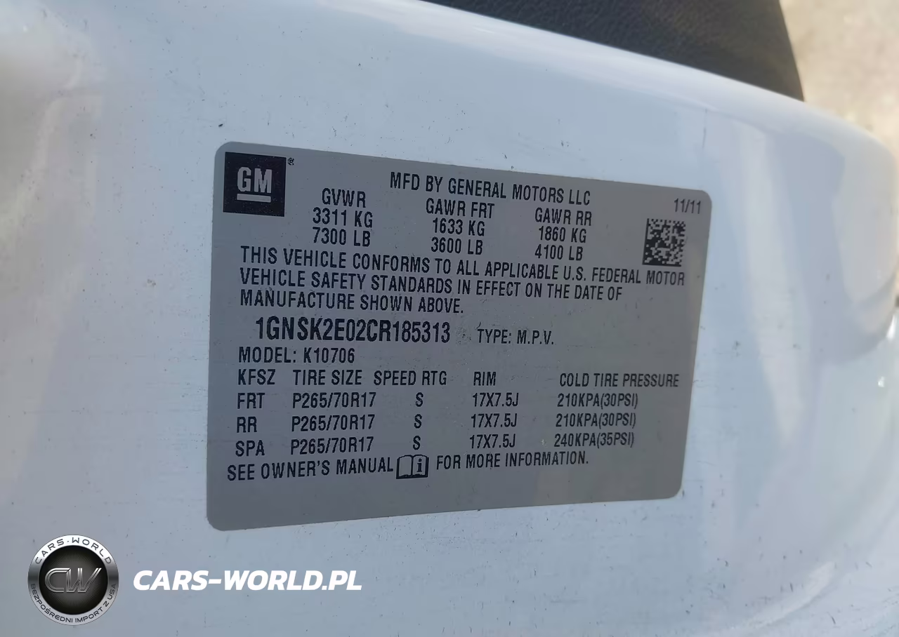 2012 Chevrolet Tahoe Commercial Fleet VIN:1GNSK2E02CR185313 - 9