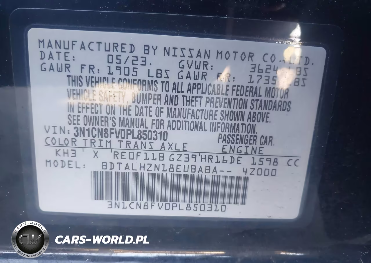 2023 Nissan Versa 1.6 Sr Xtronic Cvt VIN:3N1CN8FV0PL850310 - 9
