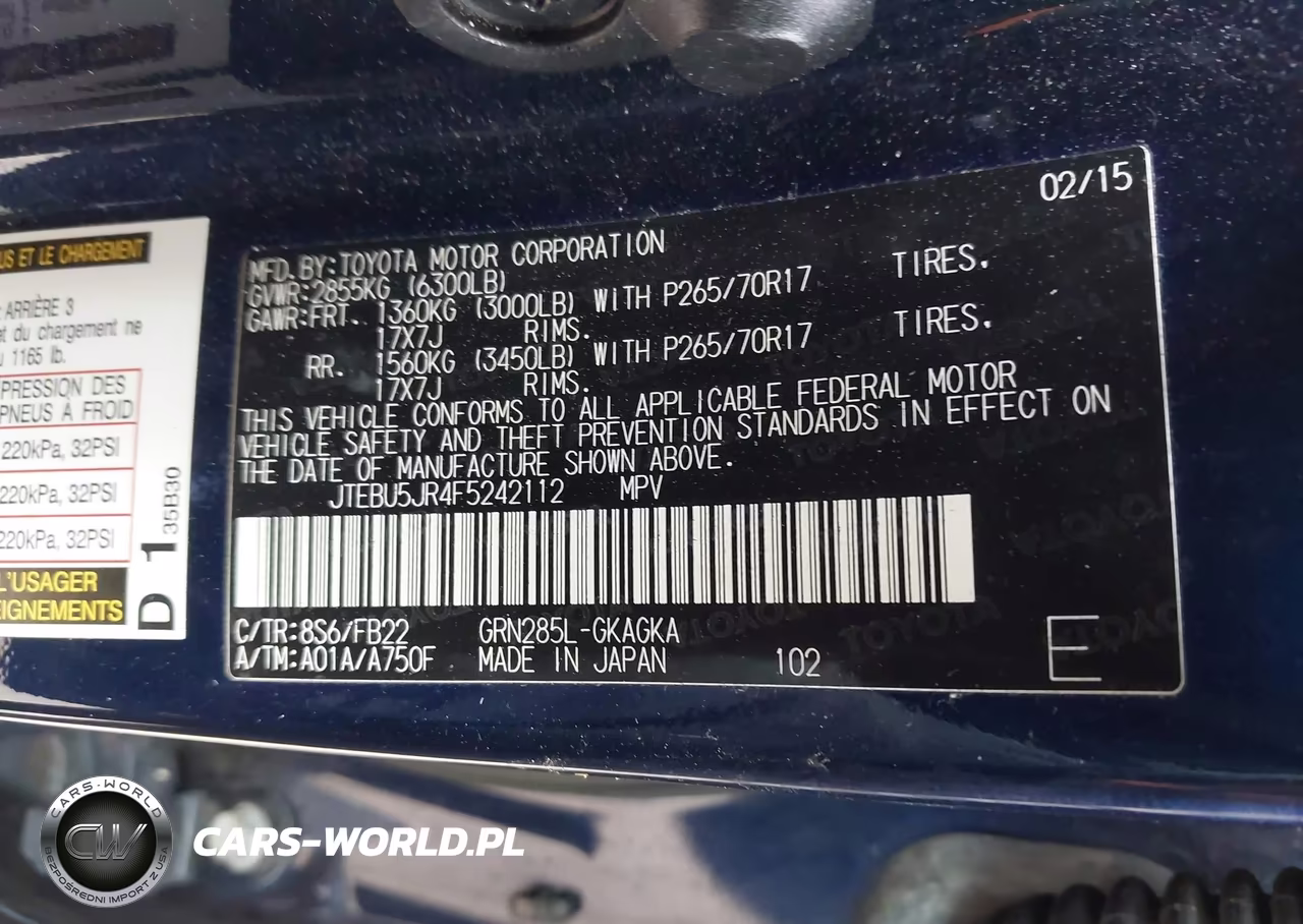 2015 Toyota 4Runner Sr5 VIN:JTEBU5JR4F5242112 - 9