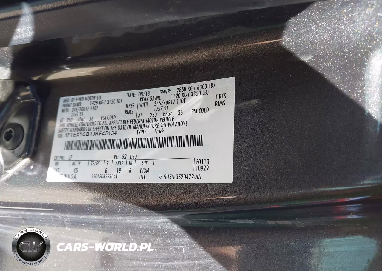 2018 Ford F-150 Xl VIN:1FTEX1CB1JKF45134 - 9
