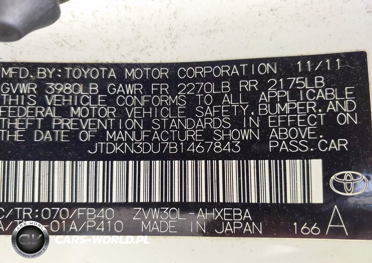 2011 Toyota Prius Two VIN:JTDKN3DU7B1467843 - 9